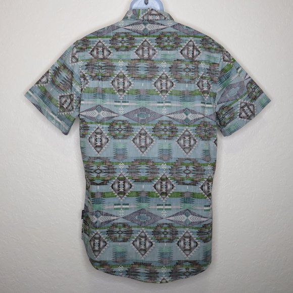 Brooklyn Cloth* Men's Short Sleeve Button Down Curved Hem BOHO Shirt~ Size Large - Picture 2 of 10